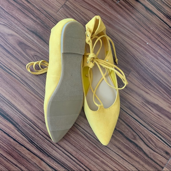 Yellow Lace Up Flats - Picture 3 of 3